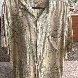 Jamaica Jaxx Bamboo Pattern Men's Shirt in Cream and Green